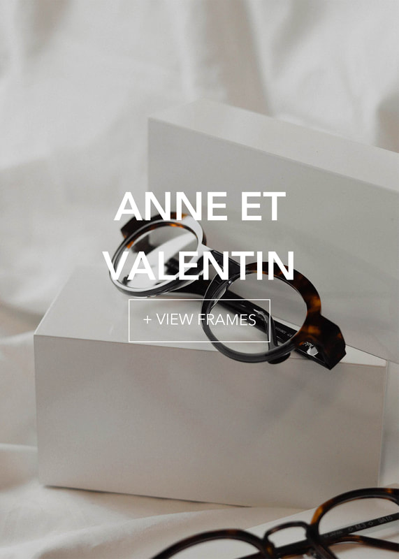 anneet-final1_3 Stylish round tortoiseshell Anne Et Valentin eyeglasses on white pedestals.